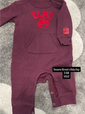 GAP Burgundy Elmo Graphic Baby Romper